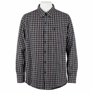 Vintage Chaps Ralph Lauren Shirt Men Large Black White Red Plaid Button Down